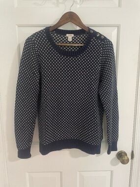 L.L Bean Nordic Bird's Eye Cotton Sweater